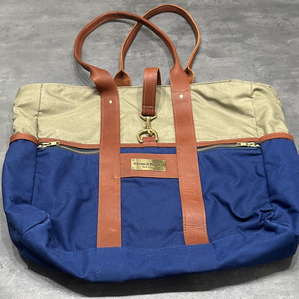 Sword and Plough Blue and Tan Men's Travel Bag